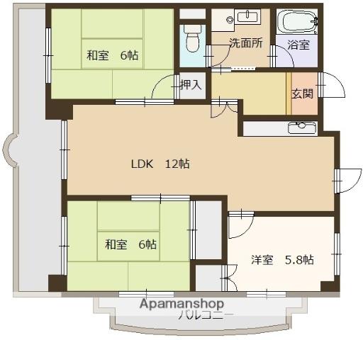 城西シティー彦和(3LDK/4階)の間取り写真