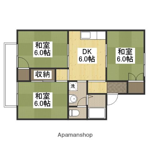 メゾン・ルミエールB棟(3DK/2階)の間取り写真