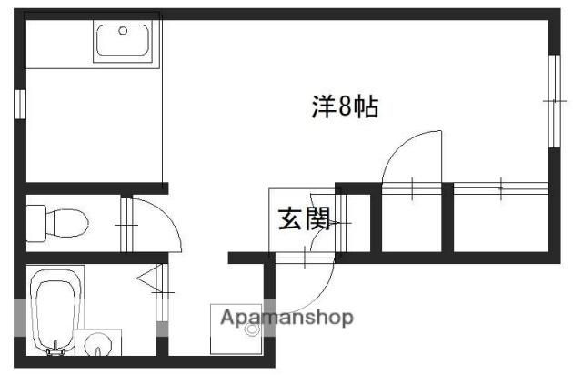 ドミール六軒(ワンルーム/1階)の間取り写真