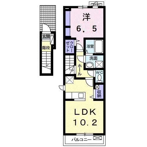 アネモスヒルズ姫路Ⅰ(1LDK/2階)の間取り写真