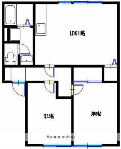 サンハイム下手野B棟(2LDK/1階)の間取り写真