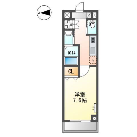 グロリアス(1K/2階)の間取り写真