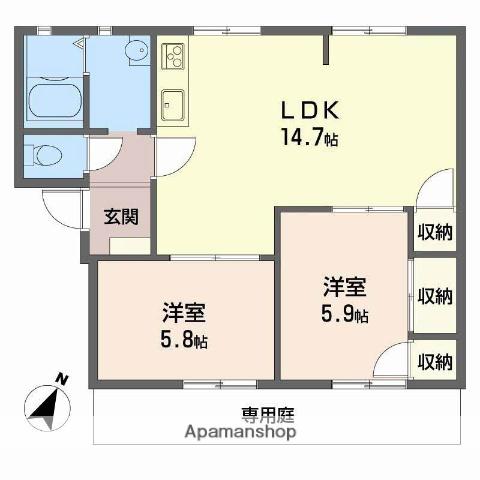 フレグランスちくさ(2LDK/1階)の間取り写真
