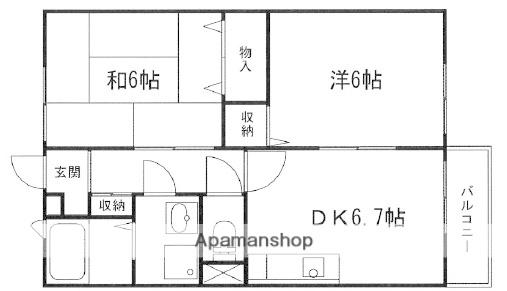 バレンシア下太田(2DK/2階)の間取り写真