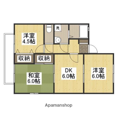 グラッドガーデン・ミキ(3DK/1階)の間取り写真