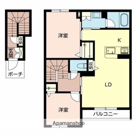シャーメゾン東南(2LDK/2階)の間取り写真