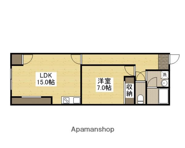 ハッピービル(1LDK/1階)の間取り写真