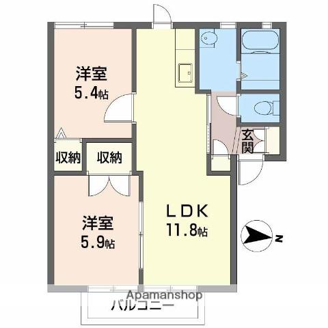 ディアスあこちこ(2LDK/2階)の間取り写真
