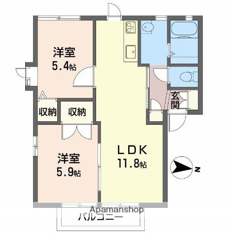 ディアスあこちこ(2LDK/2階)の間取り写真