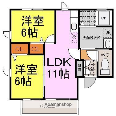 ガーデンハイツ(2LDK/1階)の間取り写真