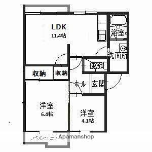タウニィ今在家B(2LDK/2階)の間取り写真