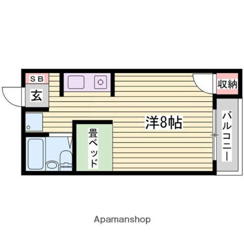 ジュネス新在家(ワンルーム/2階)の間取り写真