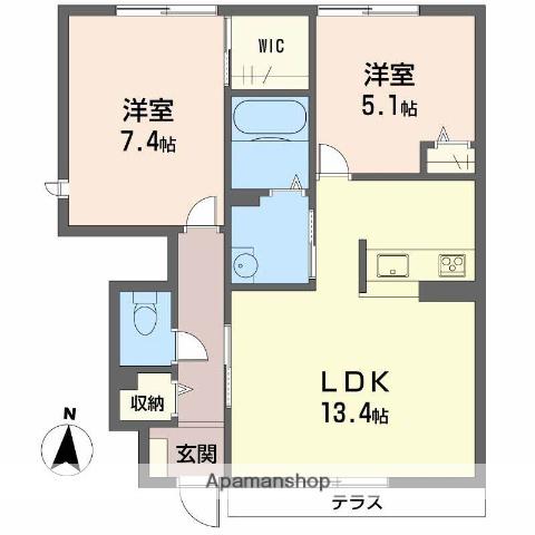 シャーメゾン坂元 A棟(2LDK/1階)の間取り写真