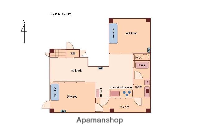 SKビル(2LDK/2階)の間取り写真