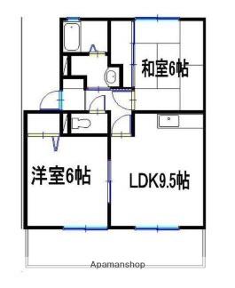 ソレジオ新町 A棟(2DK/2階)の間取り写真
