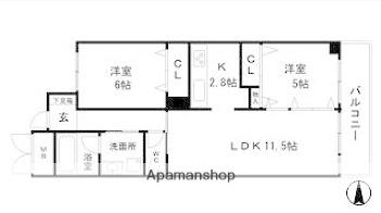ブルー・エス(2LDK/8階)の間取り写真