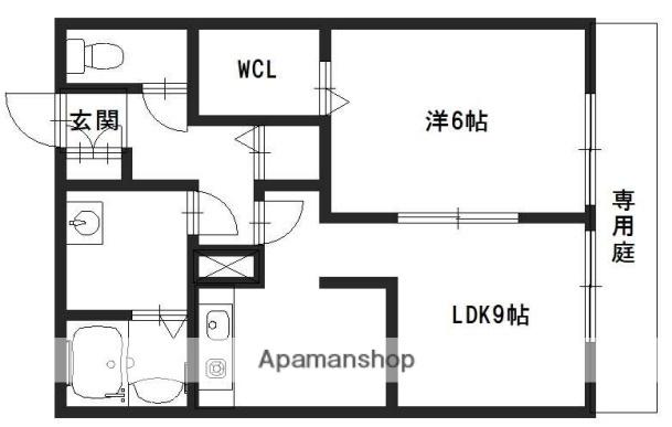 ハーモニーコート(1LDK/1階)の間取り写真
