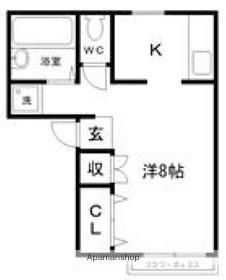 サンライフ松本(1K/2階)の間取り写真