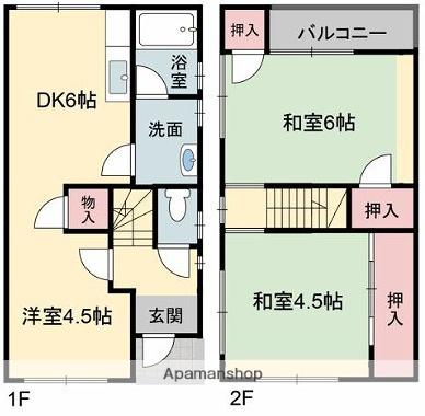 播但線 京口駅 徒歩13分 2階建 築49年(3DK)の間取り写真
