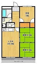 ベアード水上(3LDK/4階)の間取り写真