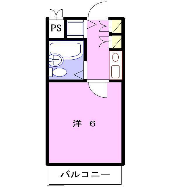 シャトー姫路(1K/2階)の間取り写真