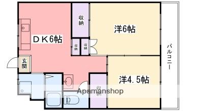 西山団地(2DK/2階)の間取り写真