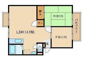 ハイツボヌール(2LDK/2階)の間取り写真