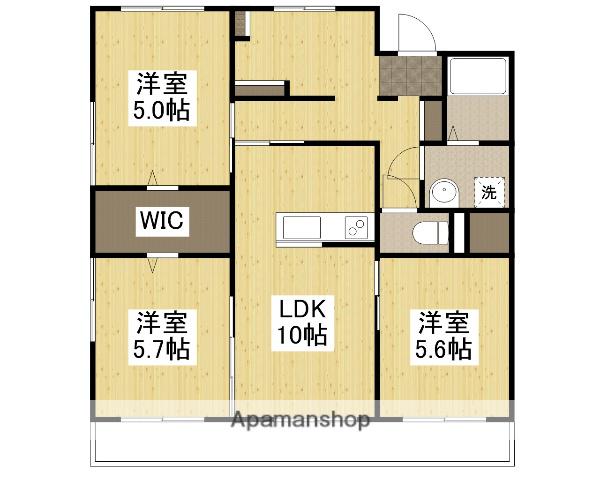 ハイツ赤坂(3LDK/4階)の間取り写真