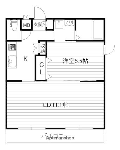 ベルフラワー嵐山(1LDK/3階)の間取り写真