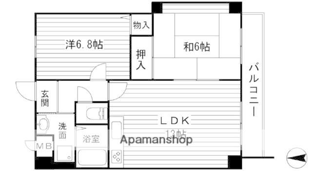 グリーンハイツ東山2(2LDK/3階)の間取り写真