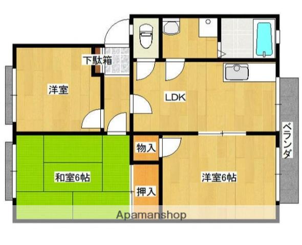 木橋ハイツ(3DK/2階)の間取り写真