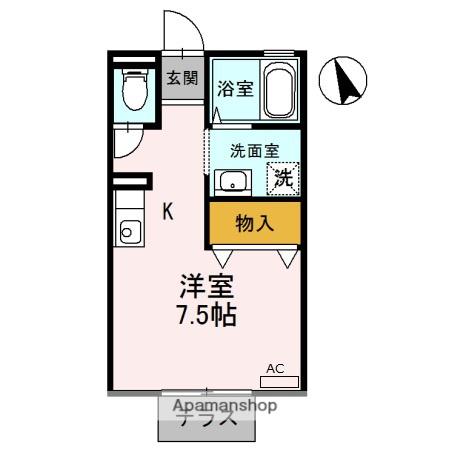 メゾンドール(ワンルーム/2階)の間取り写真