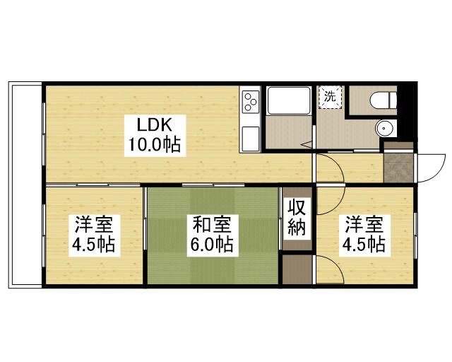 ロフティ津市場(3LDK/2階)の間取り写真