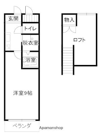 ベルフラワー山野井(1K/2階)の間取り写真