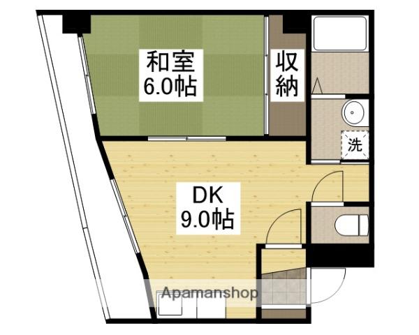 坪田ビル(1DK/2階)の間取り写真