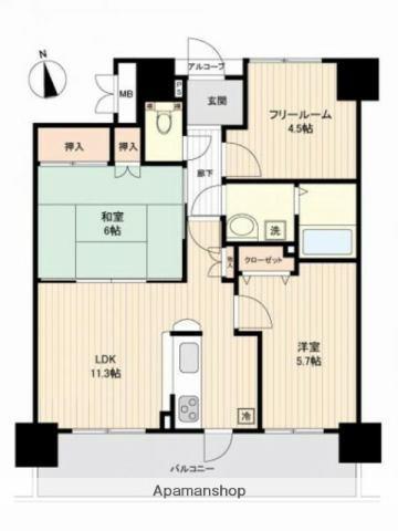 グローバル姫路土山(3LDK/5階)の間取り写真