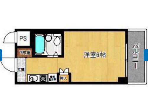 スカイコート姫路(1K/4階)の間取り写真