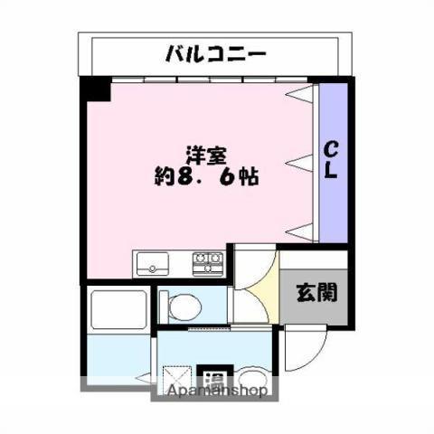 シャトー三和南車崎(ワンルーム/4階)の間取り写真