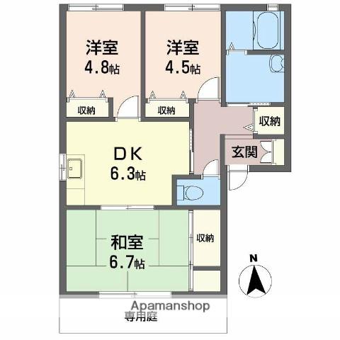 リーブ桜(3DK/1階)の間取り写真