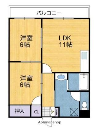 アルコ・ラ・カーサ町坪(2LDK/3階)の間取り写真