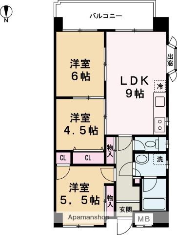 リーベンハイツ(3DK/1階)の間取り写真