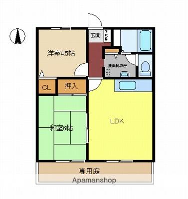 クレール香呂A(2LDK/2階)の間取り写真