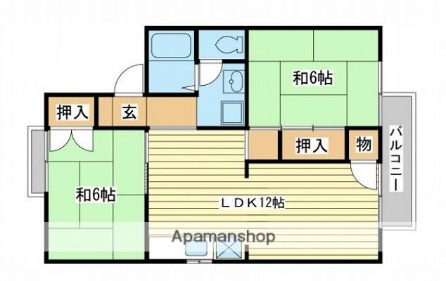 ビューパレー車谷(2LDK/2階)の間取り写真