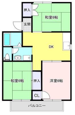 メロディ白国(3DK/2階)の間取り写真