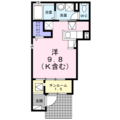 ライフステージ手柄(ワンルーム/1階)の間取り写真