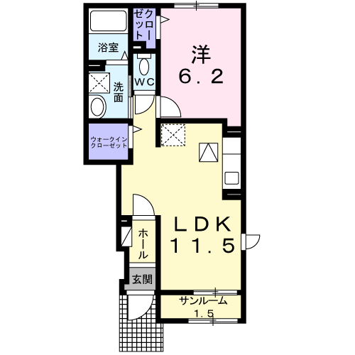 ポルト ボヌールⅡ(1LDK/1階)の間取り写真