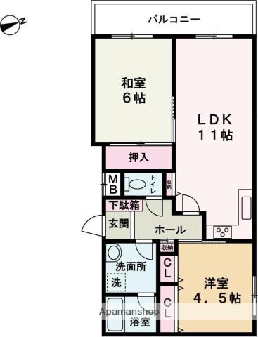 アルコ・ラ・カーサ姫路土山(2LDK/3階)の間取り写真