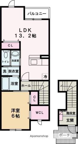 ウッドパストラルⅡ(1LDK/2階)の間取り写真