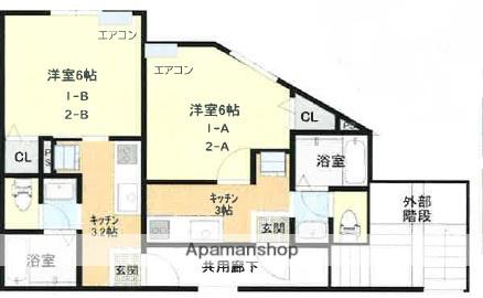 リープラス青山北(1K/2階)の間取り写真