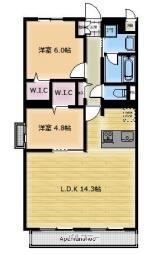 エスペーロ青山北(2LDK/1階)の間取り写真